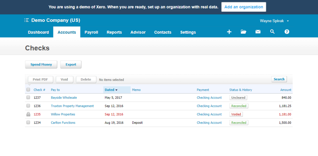 Check Register Xero Bank Reconciliation