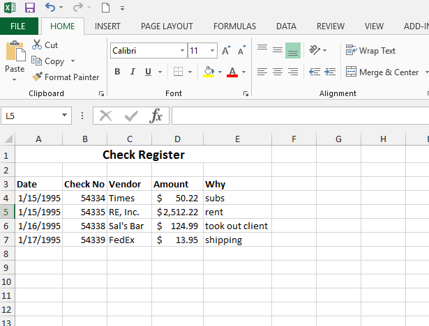 Check Register Bank Reconciliation